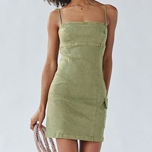 Urban outfitters Whitney denim dress army green size m